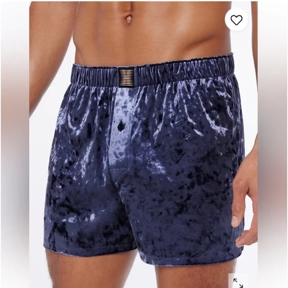 Savage X Fenty Navy Blue Whiskey Room Velvet Smoking Jacket & Boxers Pajamas Set - Picture 6 of 13